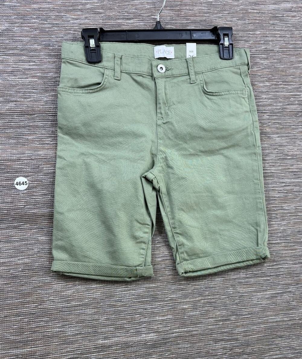 The Children's Place Shorts Girls Size 14 Green Bermuda Twill Stretch Casual NEW